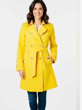 Gap Bright yellow women’s double breasted belted lined trench coat Small